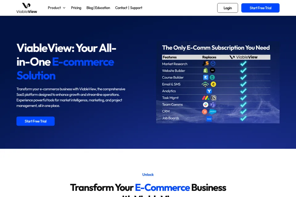 Aperçu de la landing page