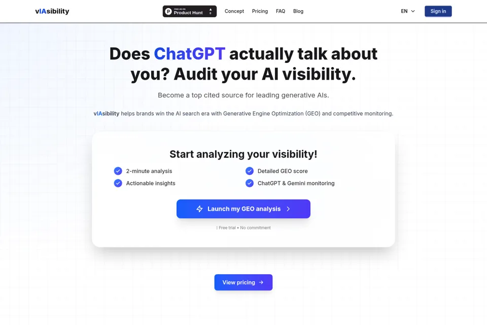 Aperçu de la landing page