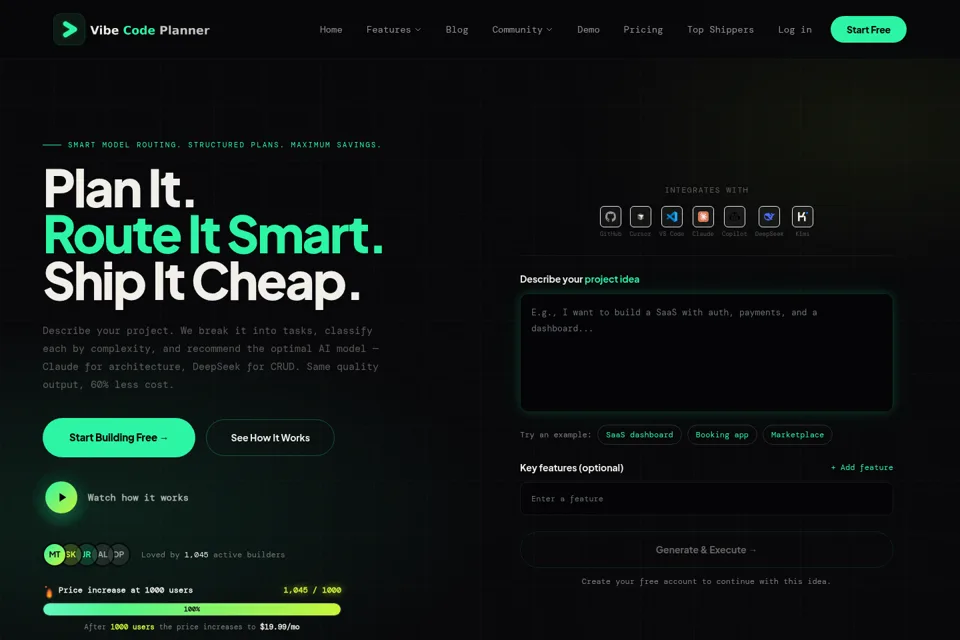 Aperçu de la landing page
