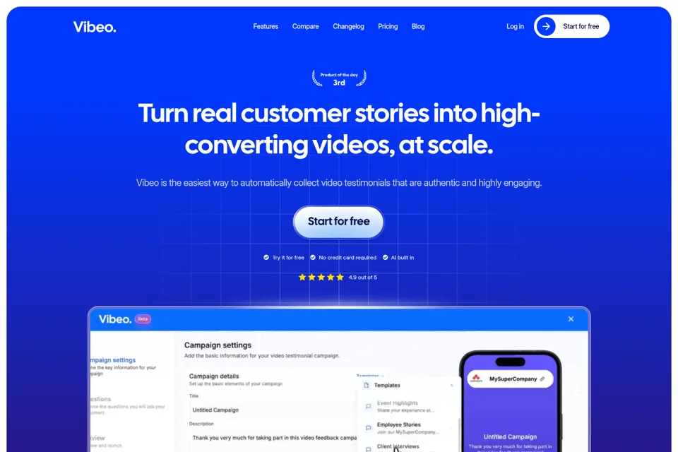 Aperçu de la landing page