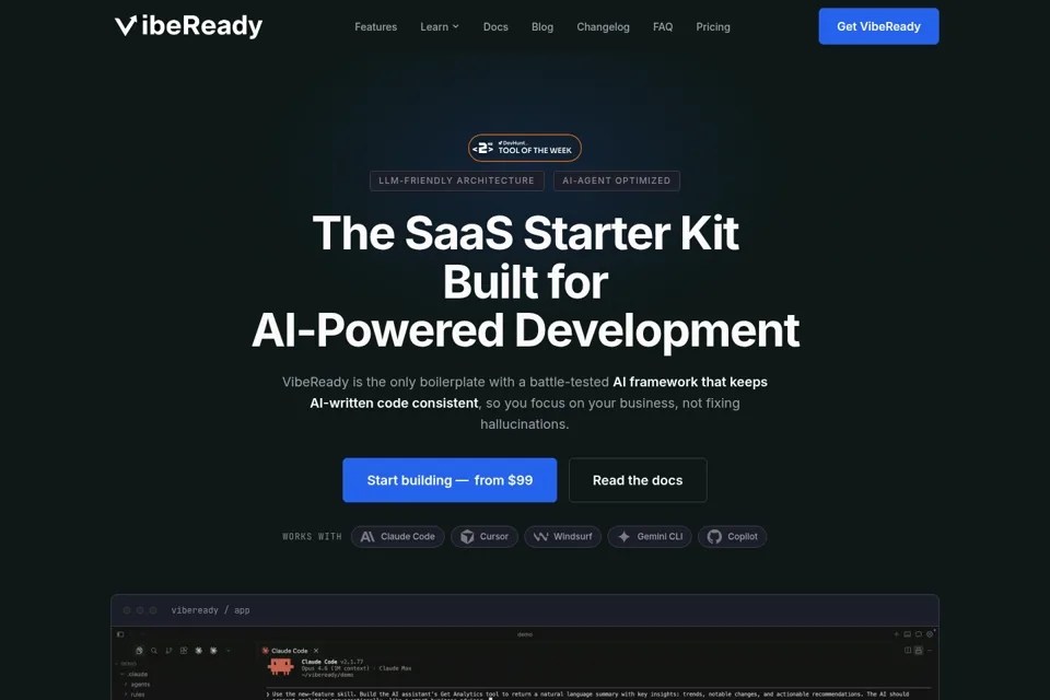 Aperçu de la landing page