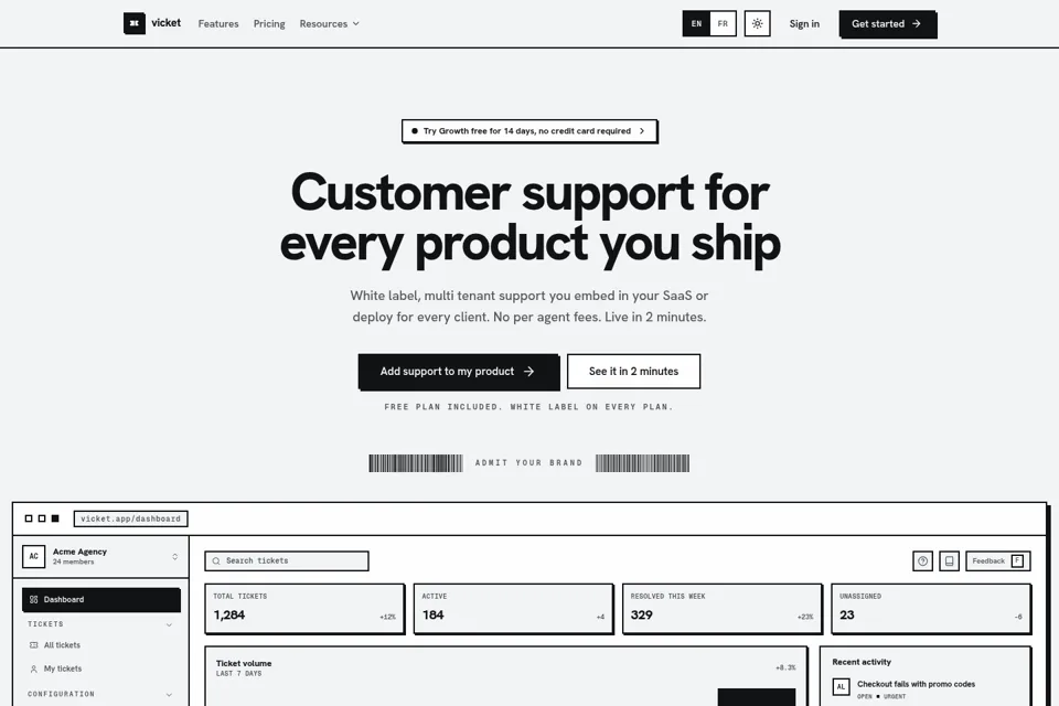 Aperçu de la landing page