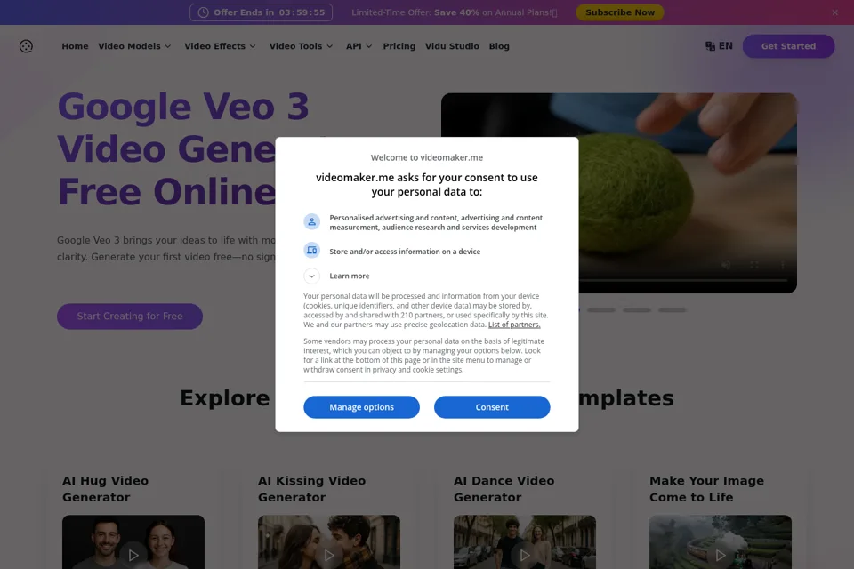 Aperçu de la landing page