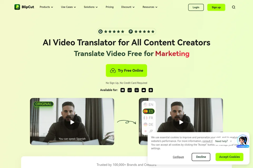 Aperçu de la landing page