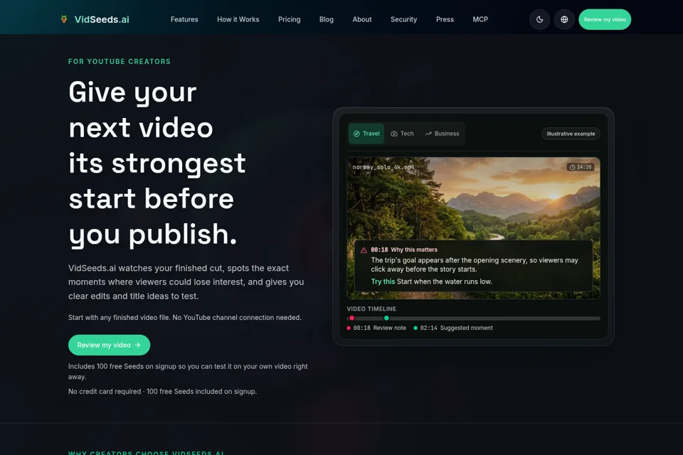 Aperçu de la landing page