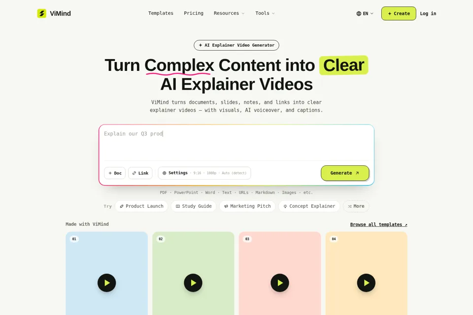 Aperçu de la landing page