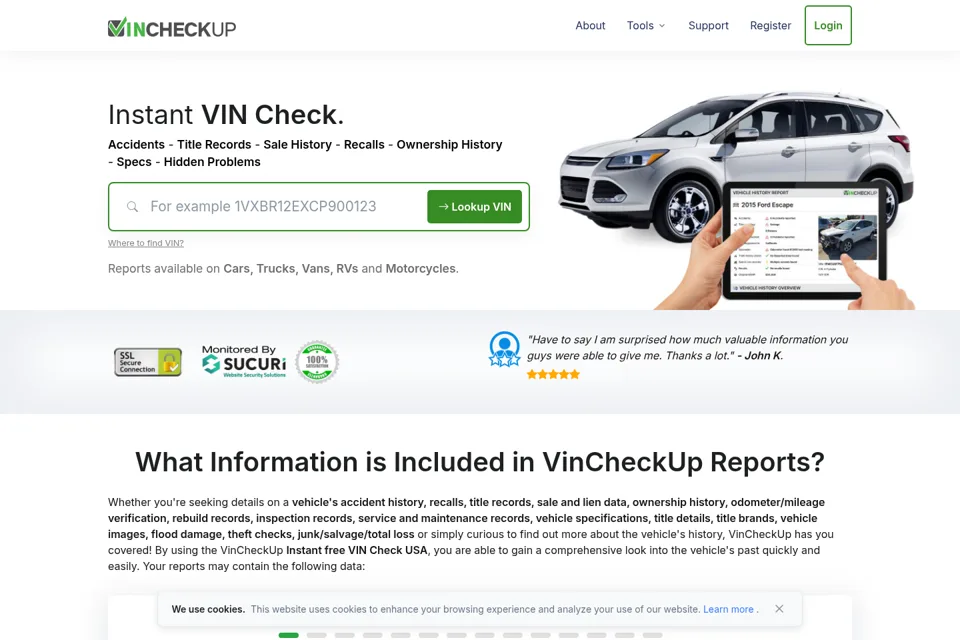 Aperçu de la landing page