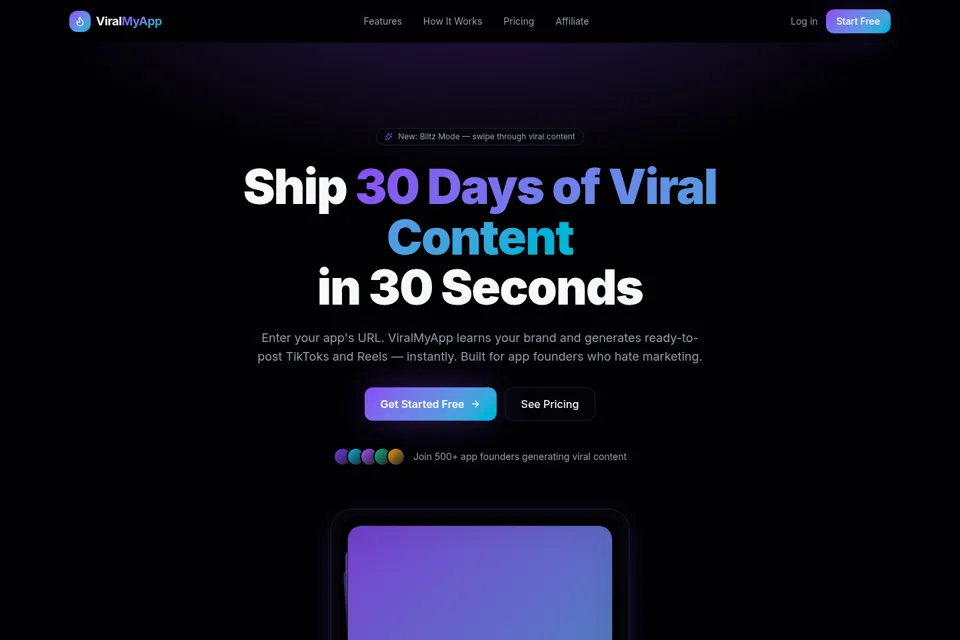 Aperçu de la landing page