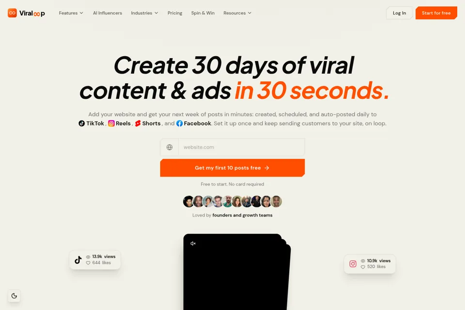 Aperçu de la landing page