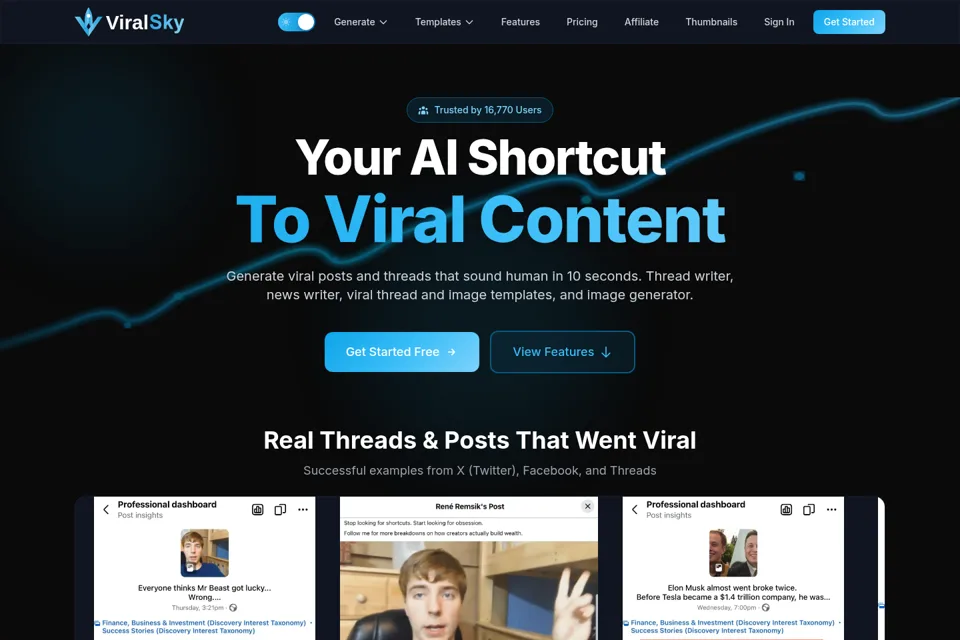 Aperçu de la landing page