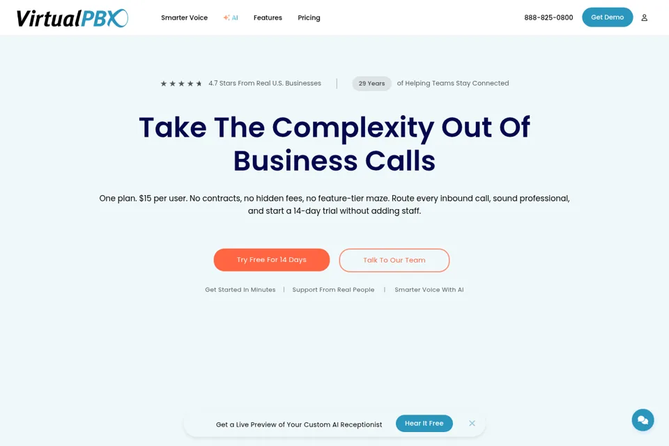 Aperçu de la landing page