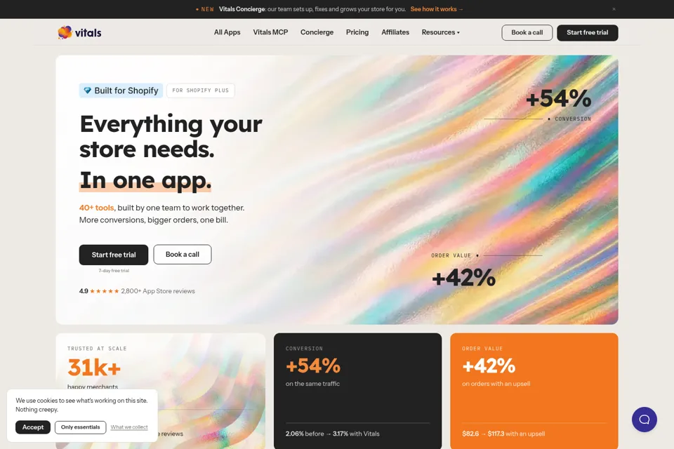 Aperçu de la landing page