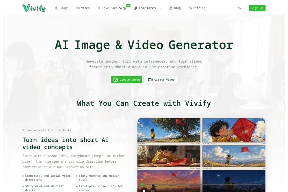 Aperçu de la landing page
