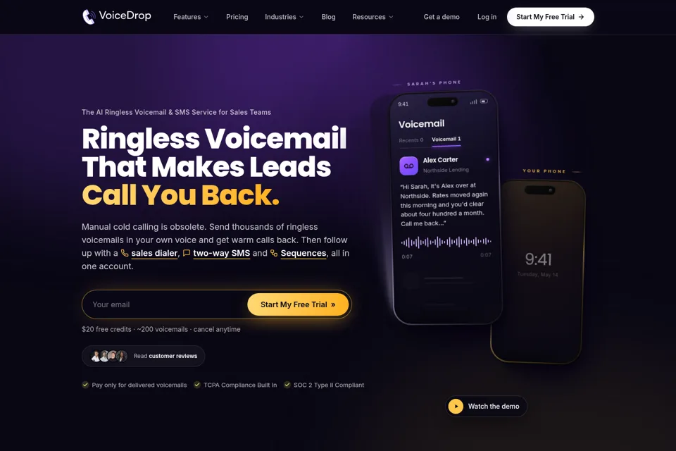 Aperçu de la landing page