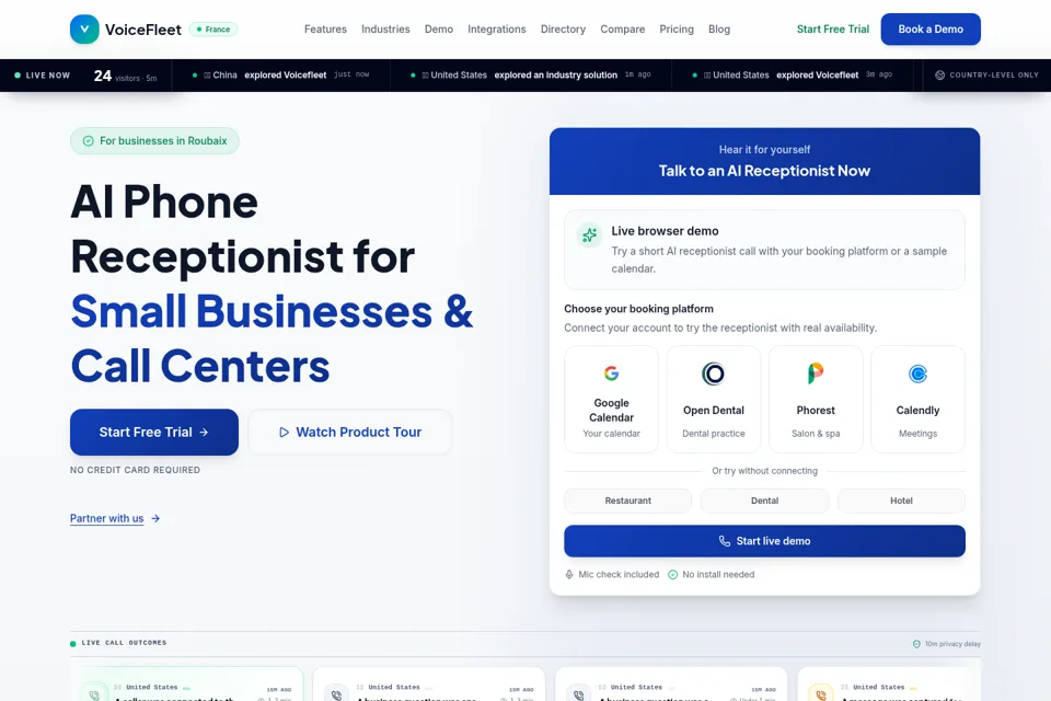Aperçu de la landing page
