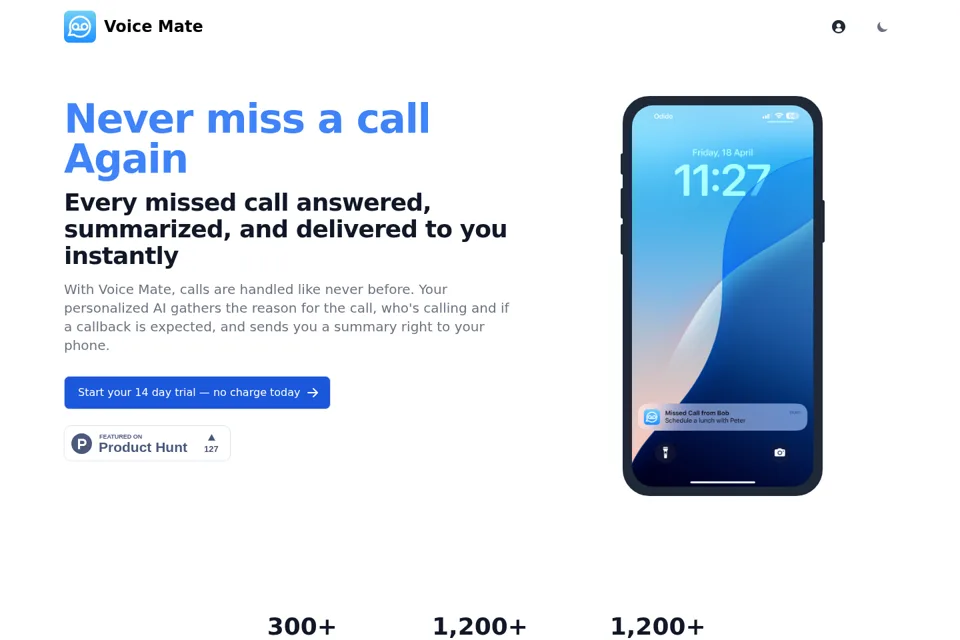 Aperçu de la landing page