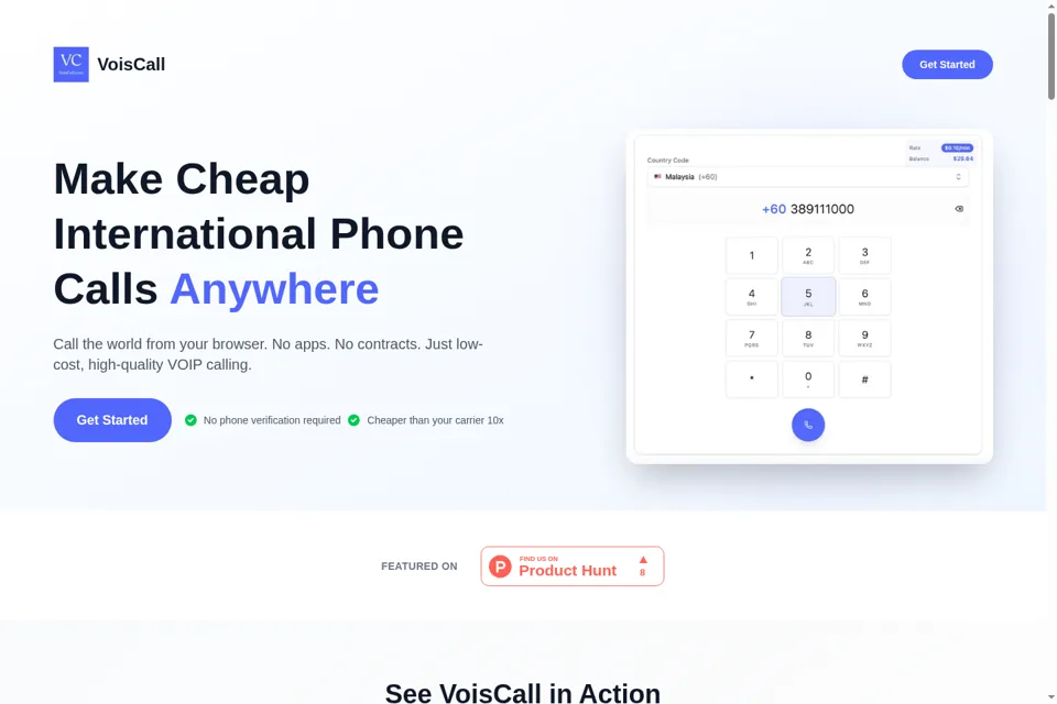 Aperçu de la landing page