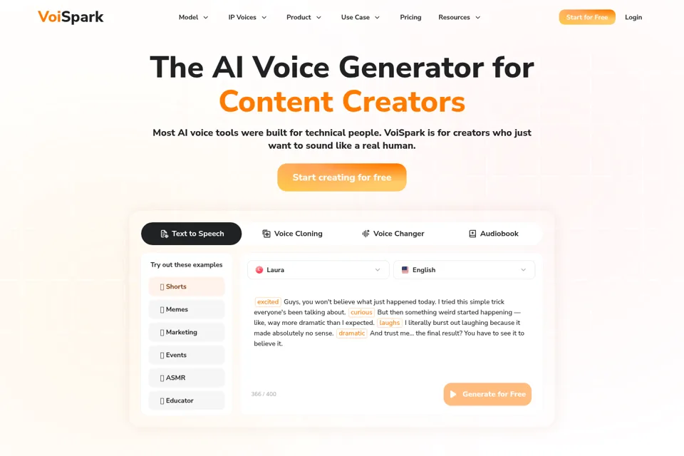 Aperçu de la landing page