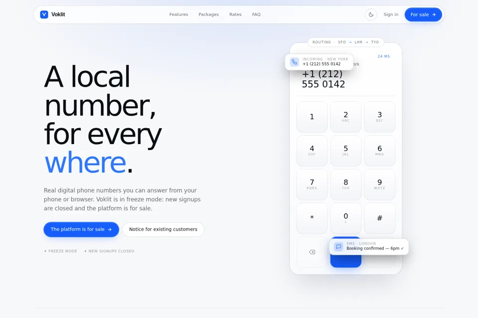 Aperçu de la landing page