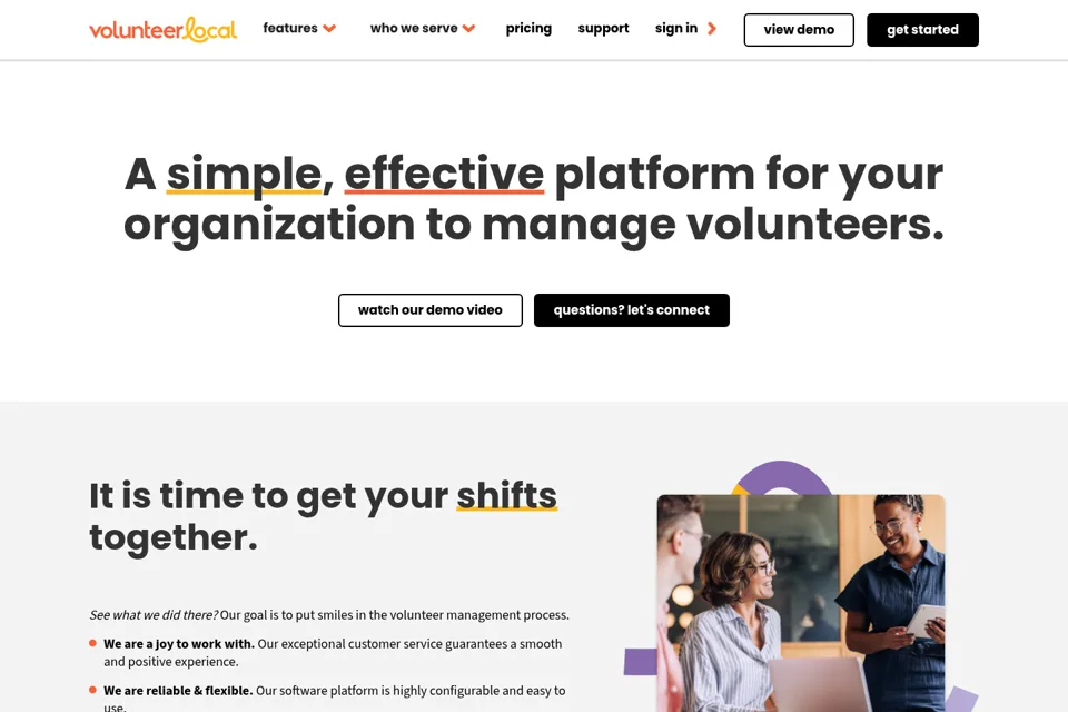 Aperçu de la landing page