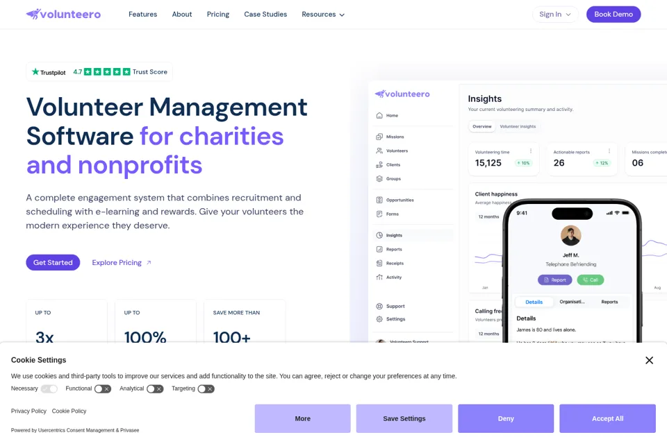 Aperçu de la landing page