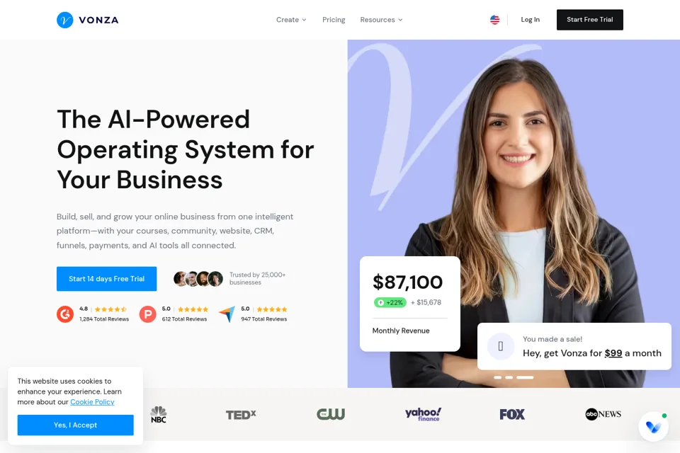 Aperçu de la landing page