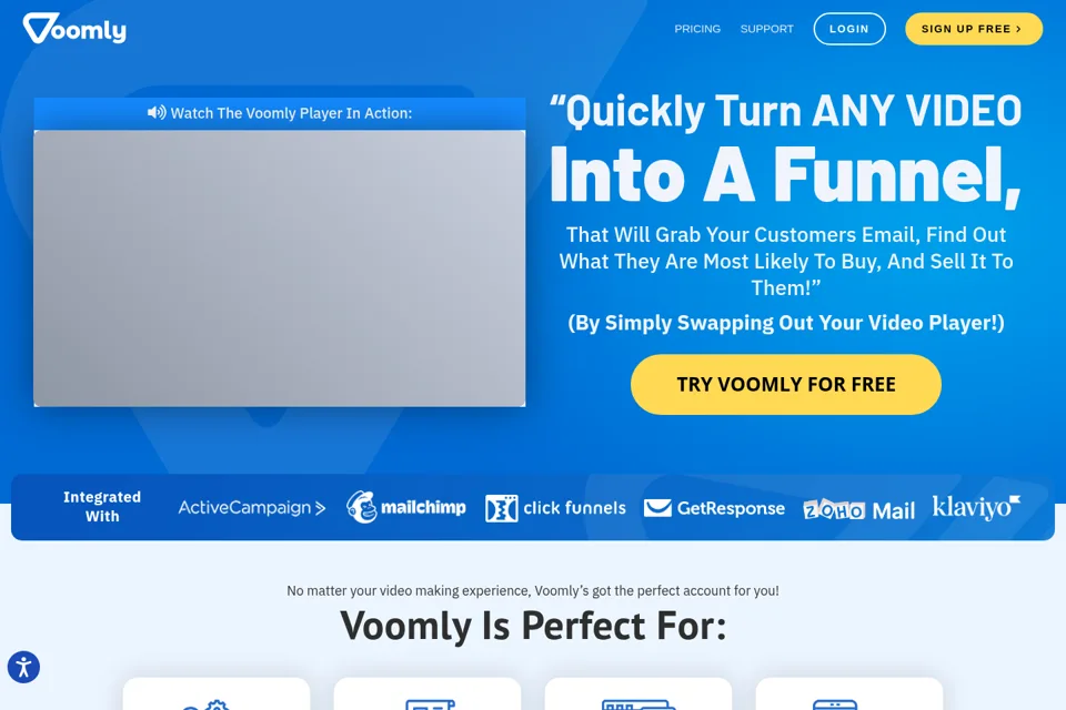 Aperçu de la landing page