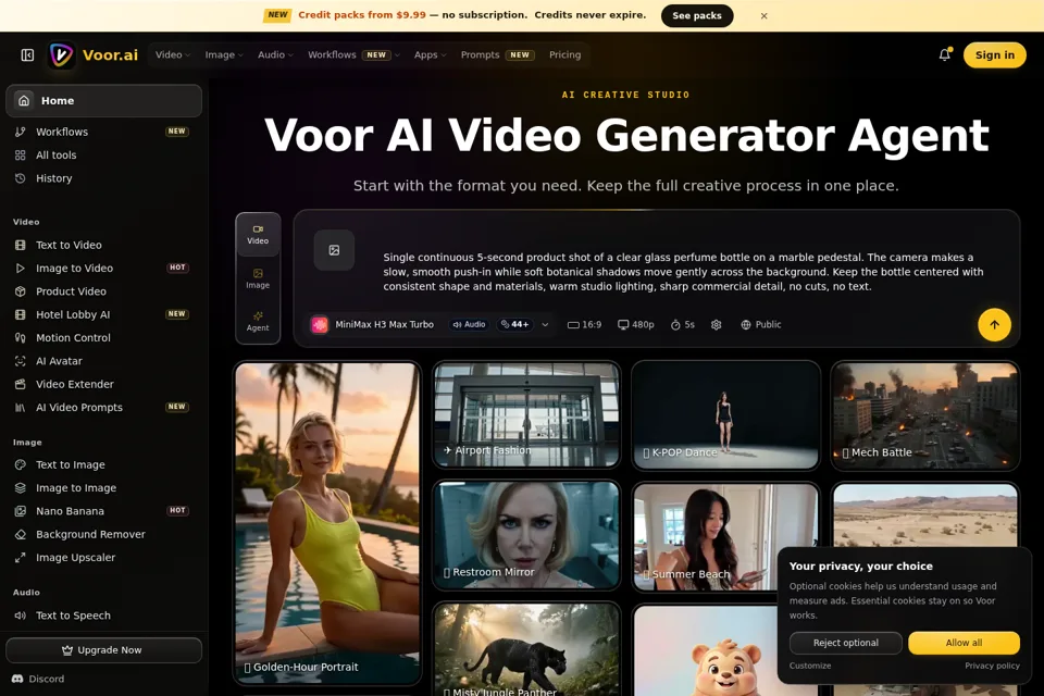 Aperçu de la landing page