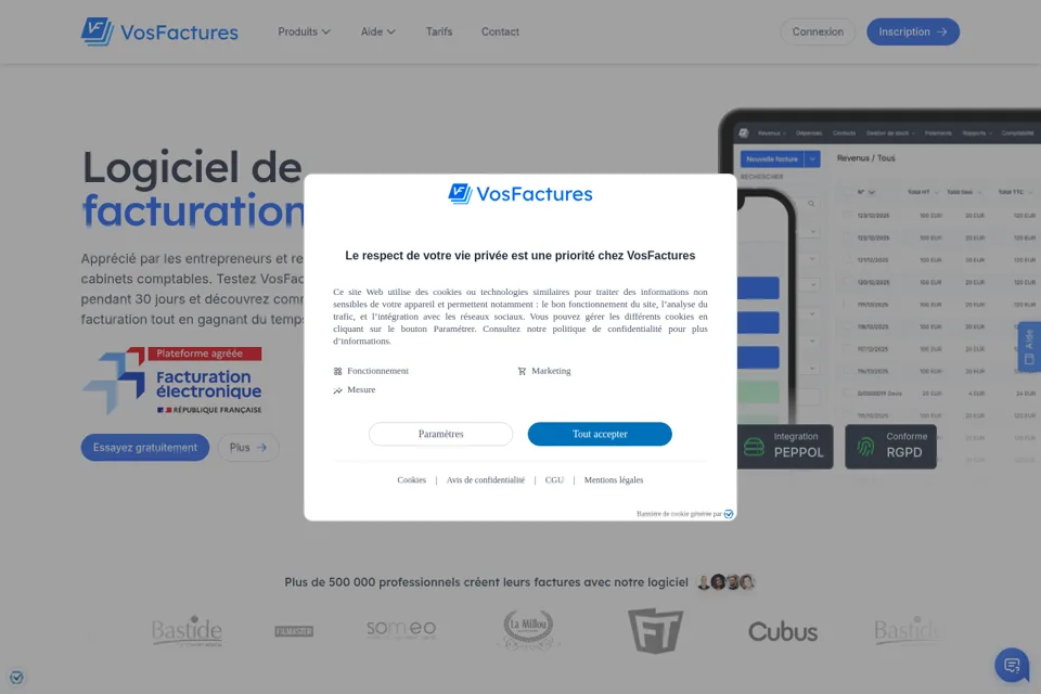 Aperçu de la landing page