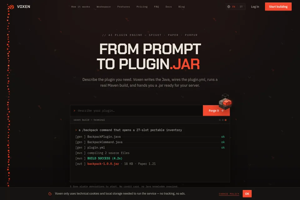 Aperçu de la landing page