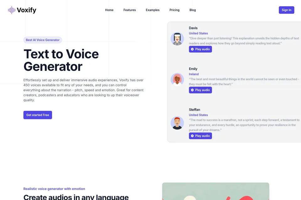 Aperçu de la landing page