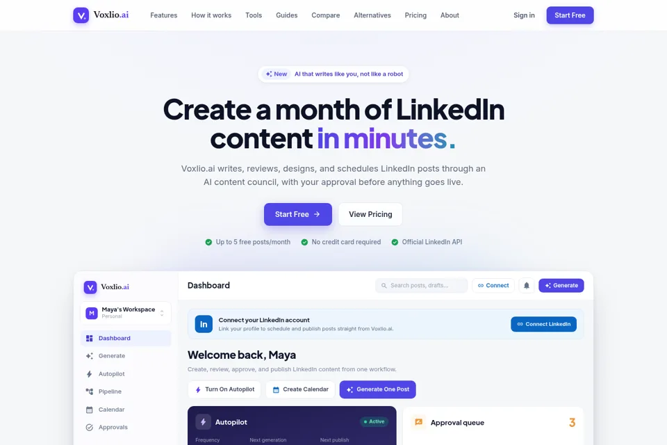 Aperçu de la landing page