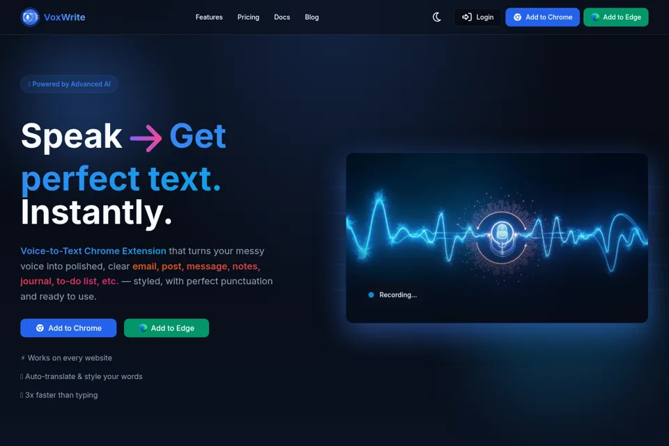 Aperçu de la landing page