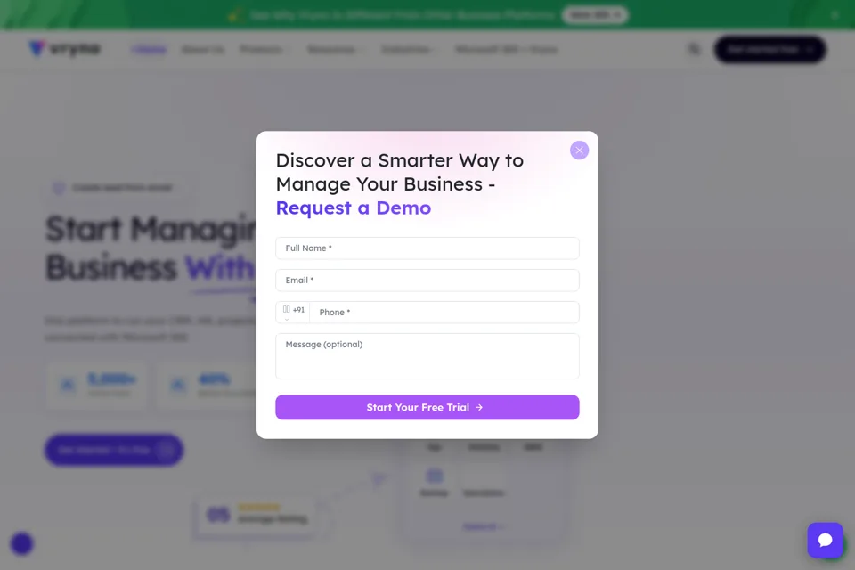 Aperçu de la landing page