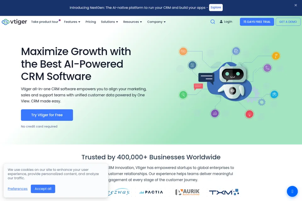 Aperçu de la landing page