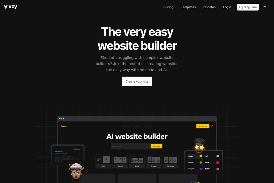 Aperçu de la landing page