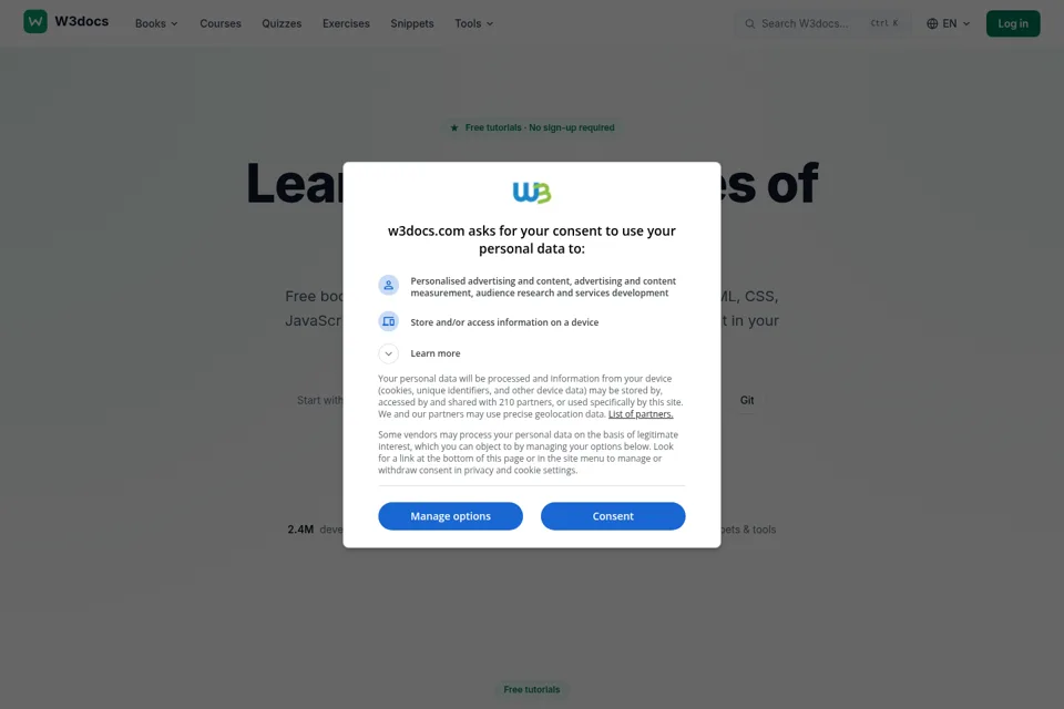 Aperçu de la landing page