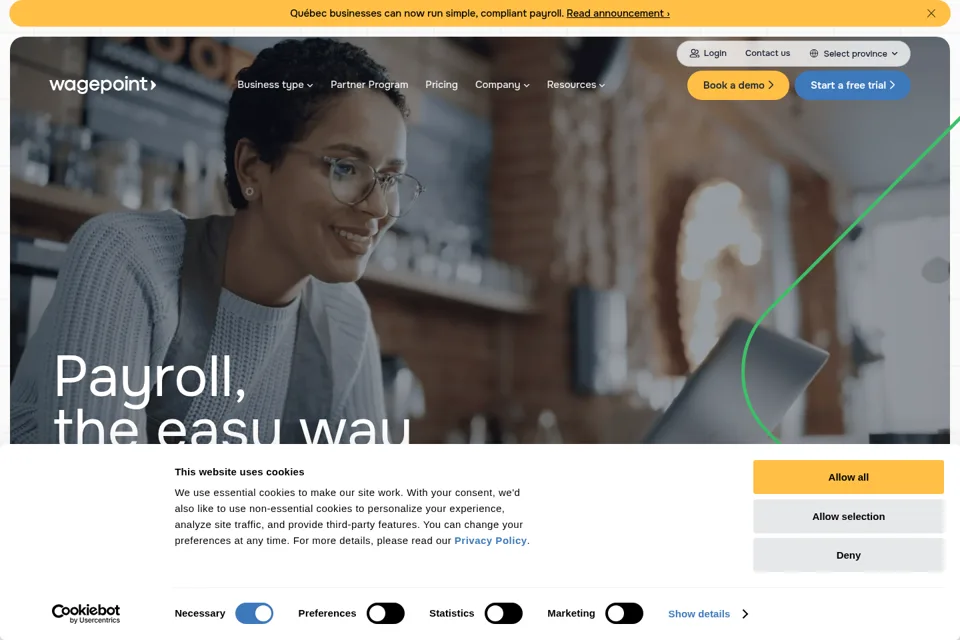 Aperçu de la landing page
