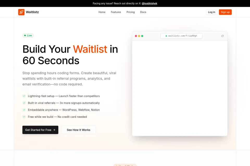 Aperçu de la landing page