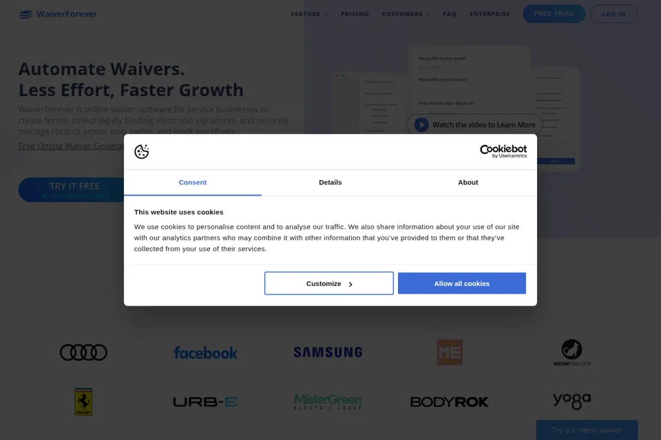 Aperçu de la landing page