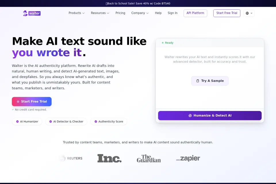 Aperçu de la landing page