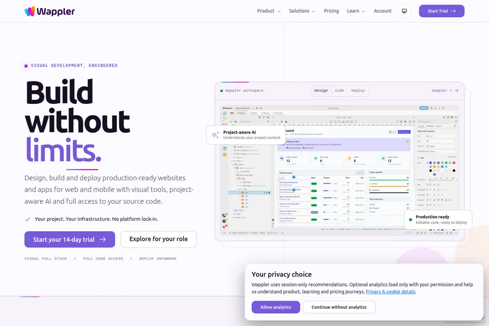 Aperçu de la landing page