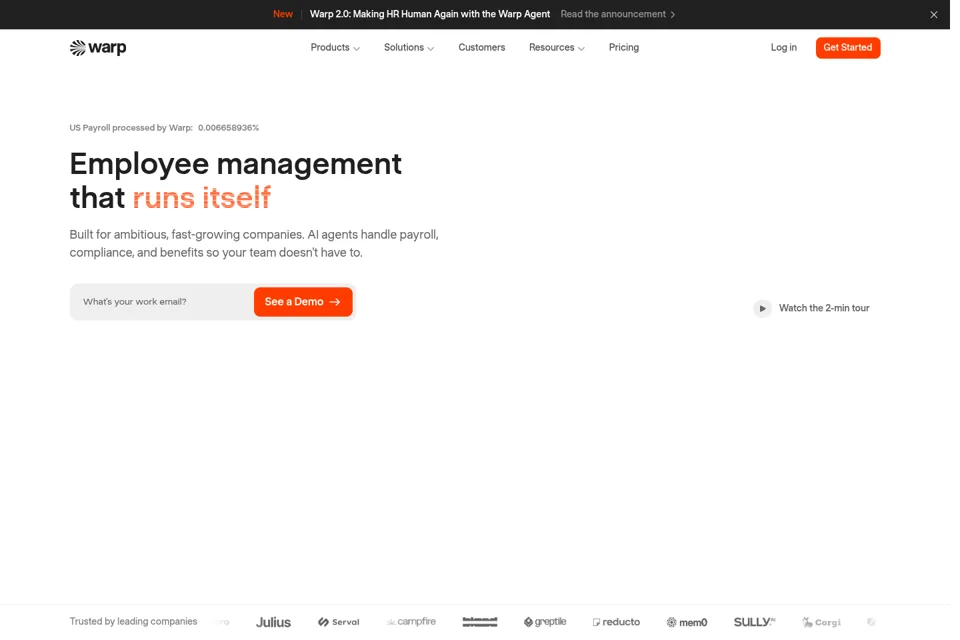 Aperçu de la landing page