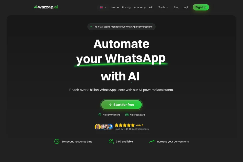 Aperçu de la landing page