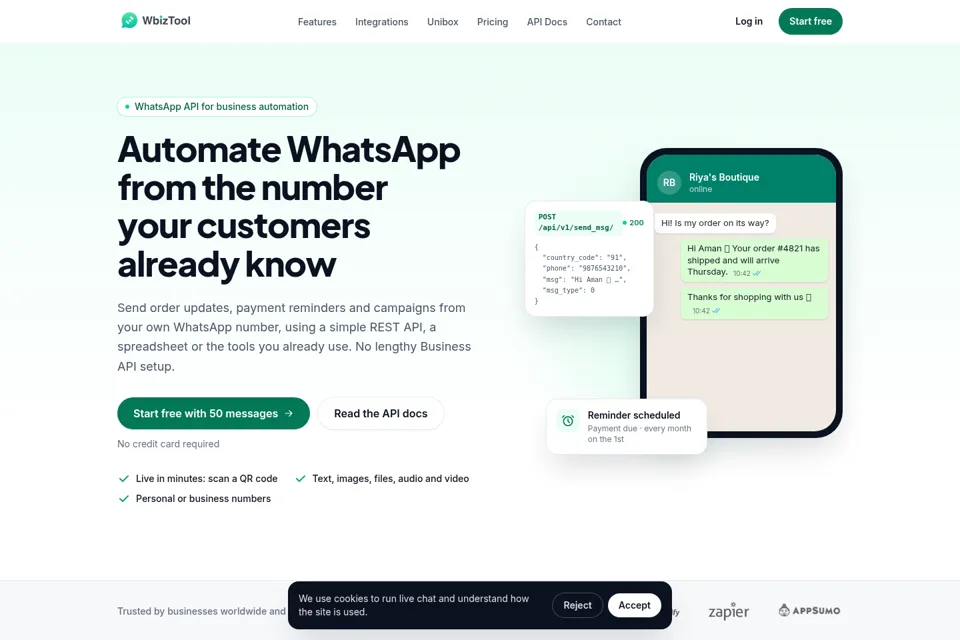 Aperçu de la landing page