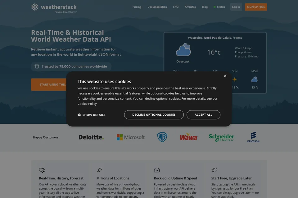 Aperçu de la landing page