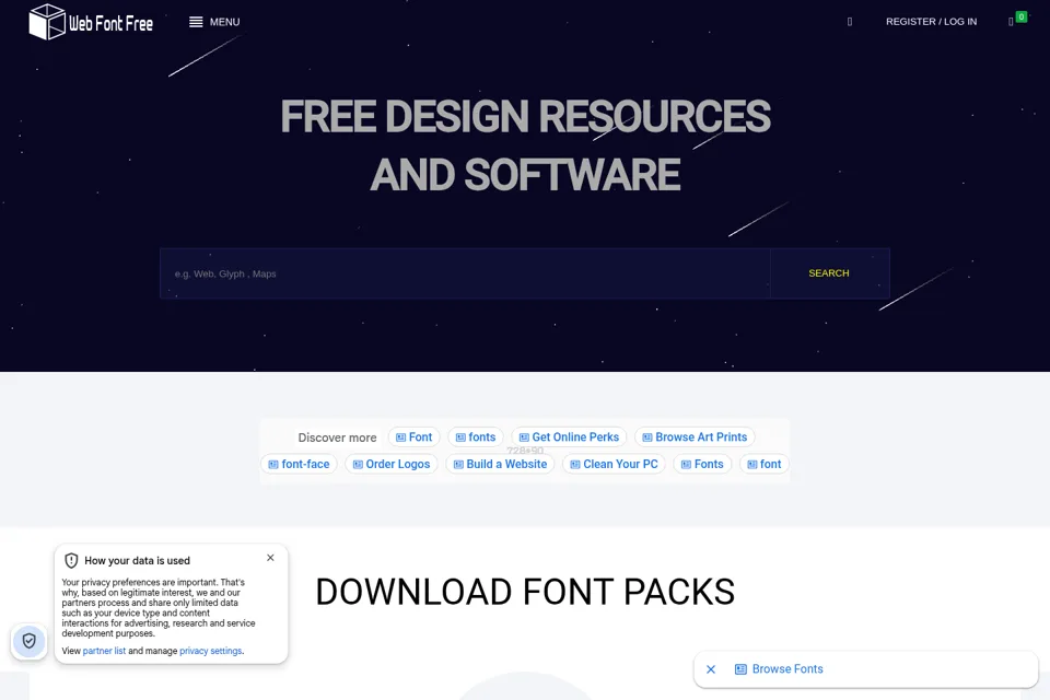 Aperçu de la landing page