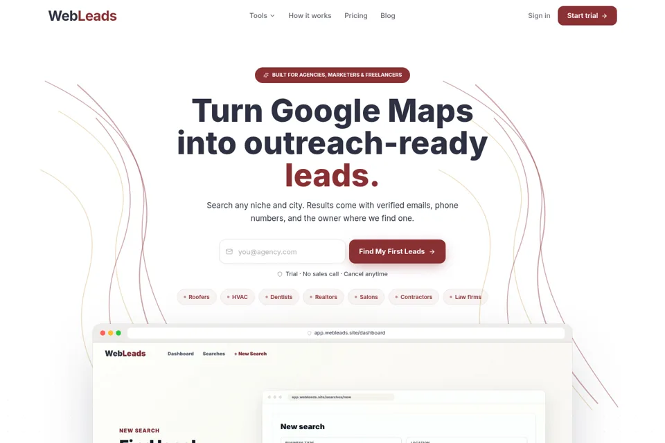 Aperçu de la landing page
