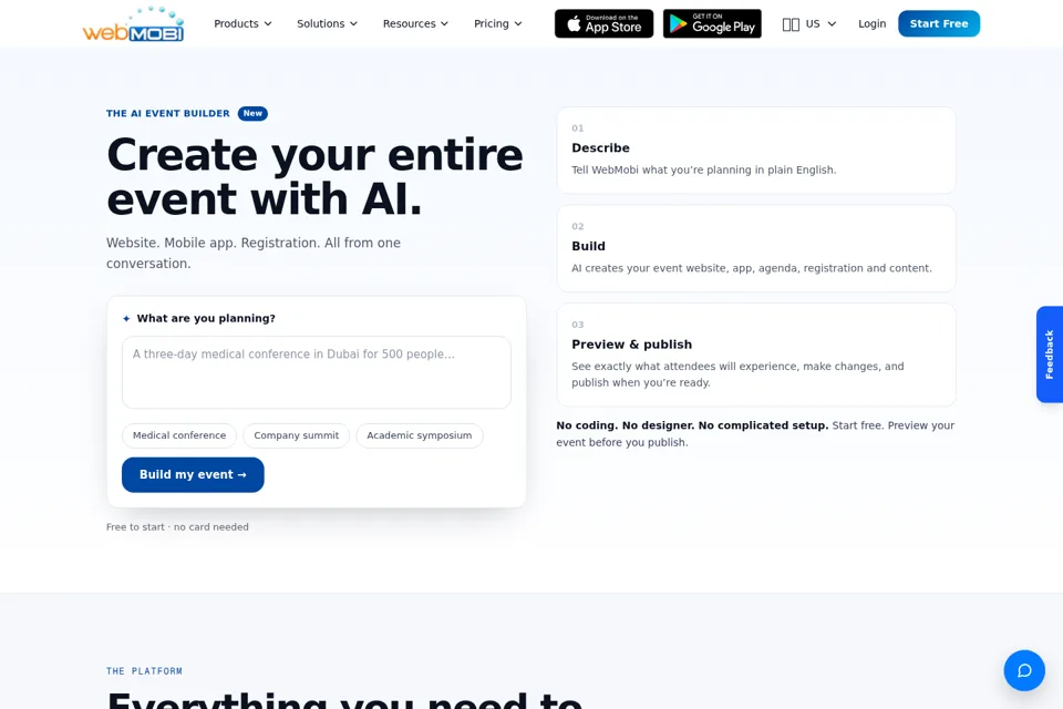 Aperçu de la landing page