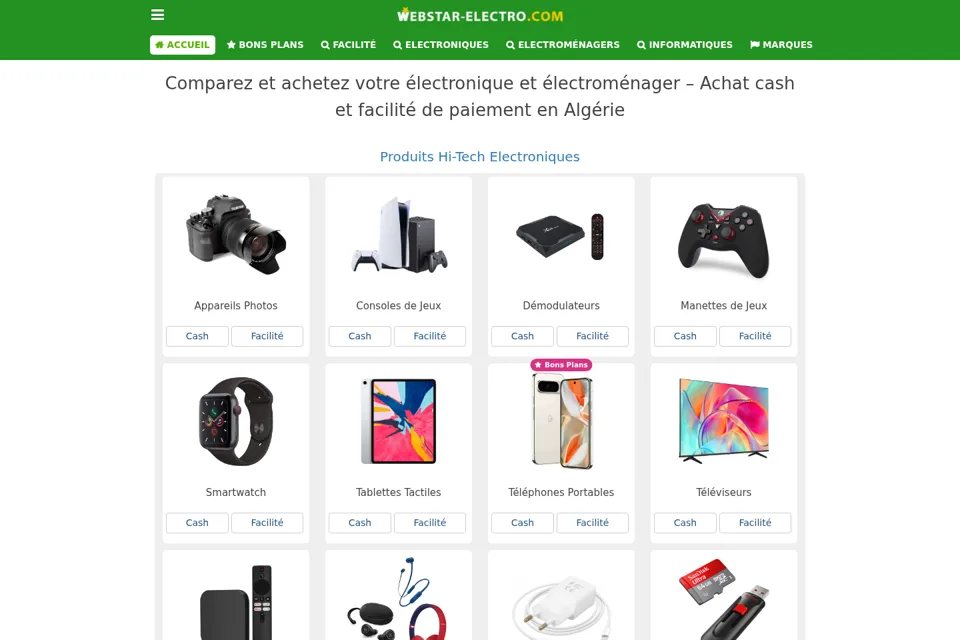 Aperçu de la landing page